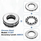 uxcell Thrust Ball Bearings, 35mm Bore 68mm OD 24mm Thick 51307 ABEC5