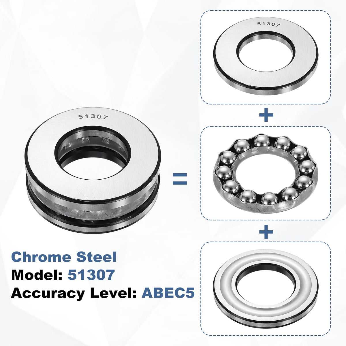 uxcell Thrust Ball Bearings, 35mm Bore 68mm OD 24mm Thick 51307 ABEC5