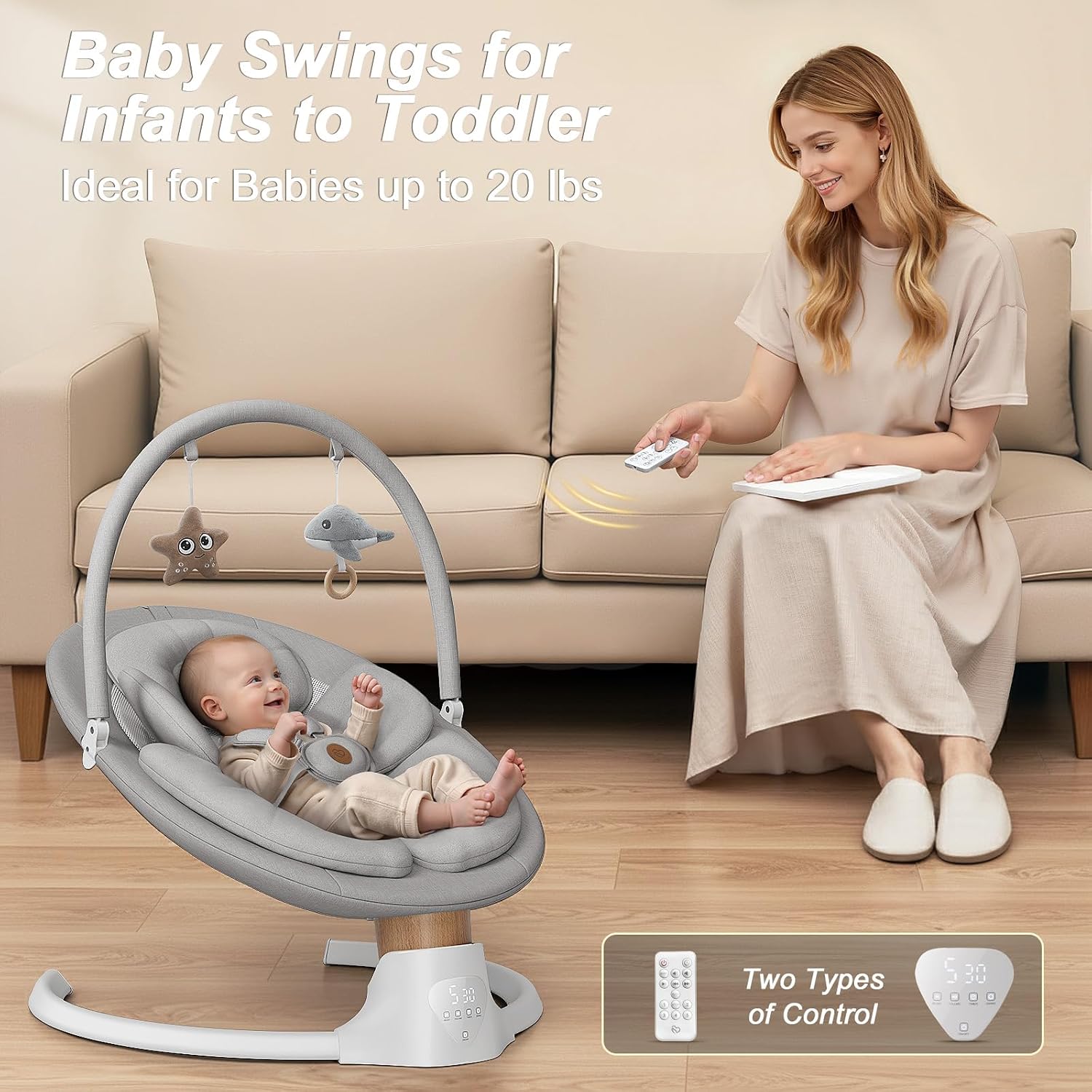 Baby Swings for Infants, FasonBaby Electric Baby Swing with Bluetooth Music | Infant Swing with 5 Speeds, 10 Preset