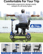 4-Wheel Folding Mobility Scooters for Seniors & Adults - 37.5lbs Light