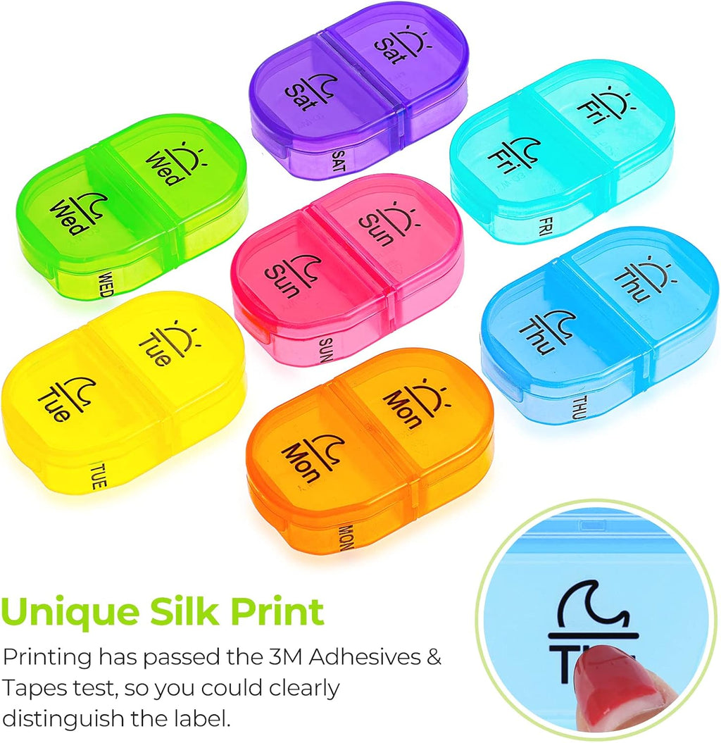 Pill Box 2 Times a Day, Weekly Pill Organizer AM PM with 7 Daily Pocket Case to Hold Vitamin, Medicine, Medication