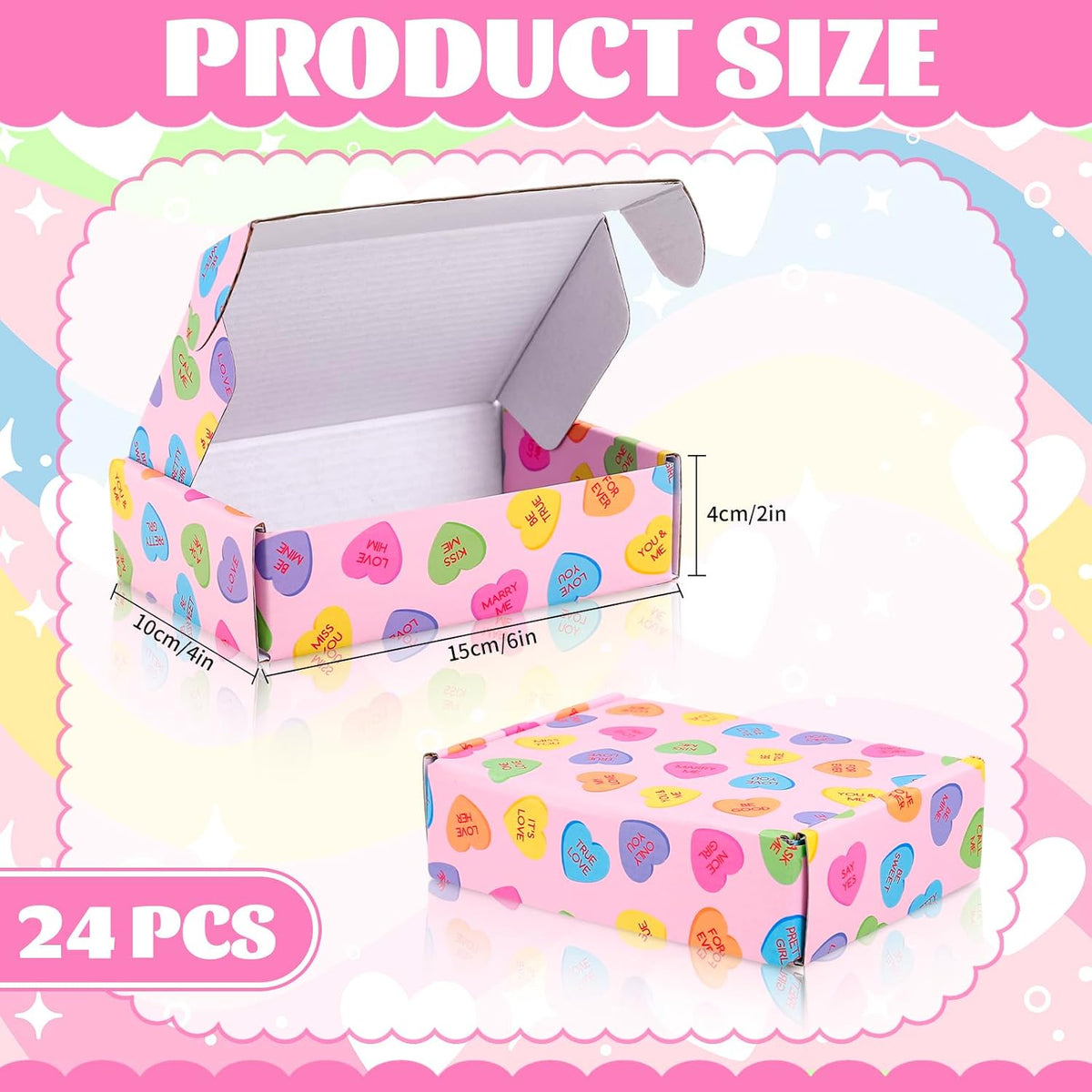 24 Pack Valentine's Day Shipping Boxes Mailing Box Conversation Heart Corrugated Cardboard Box Mailers for Packaging