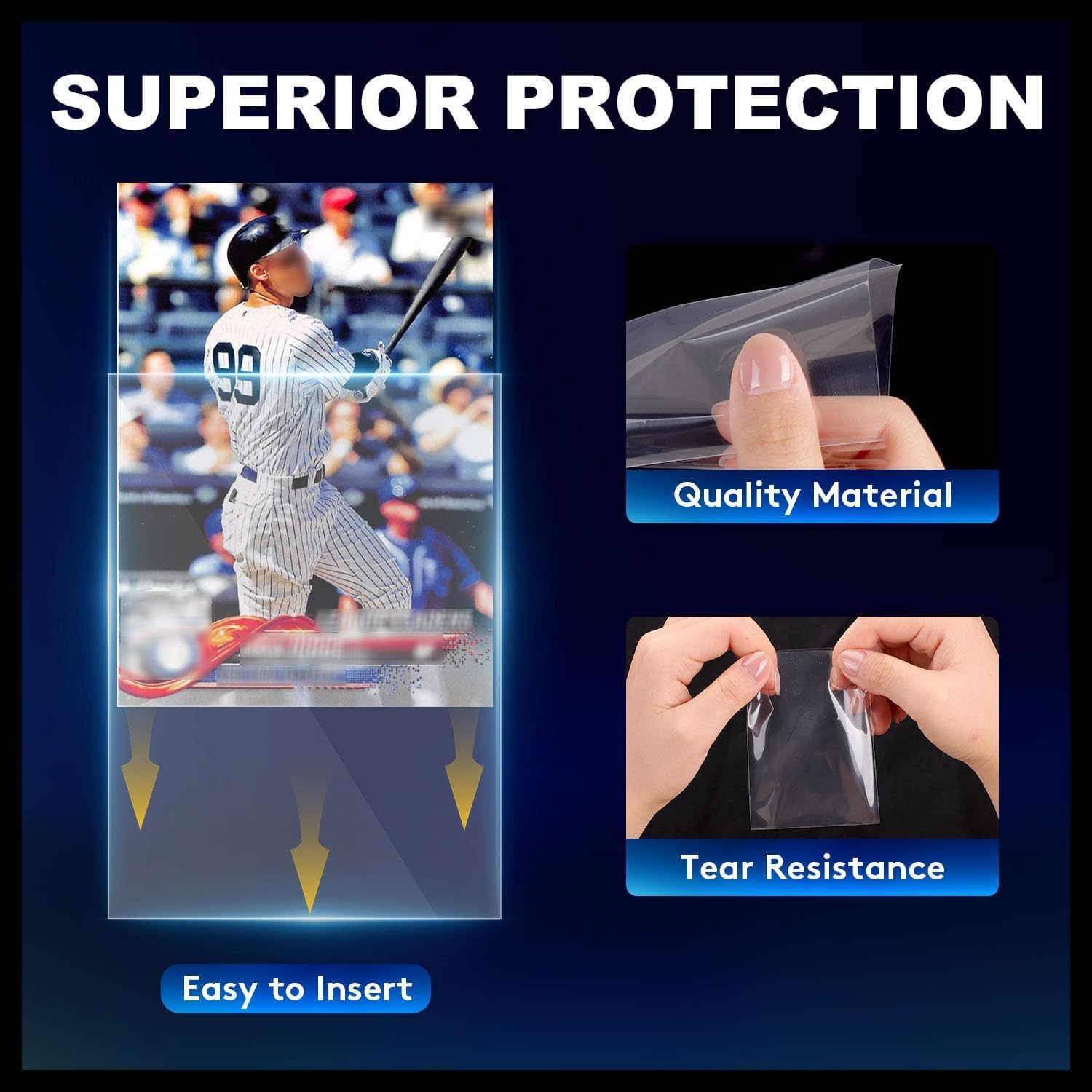 1000ct Card Sleeves for Trading Cards, Clear Soft Baseball Sports Sleeves | Soft Plastic Protector Card Sleeve, Clear