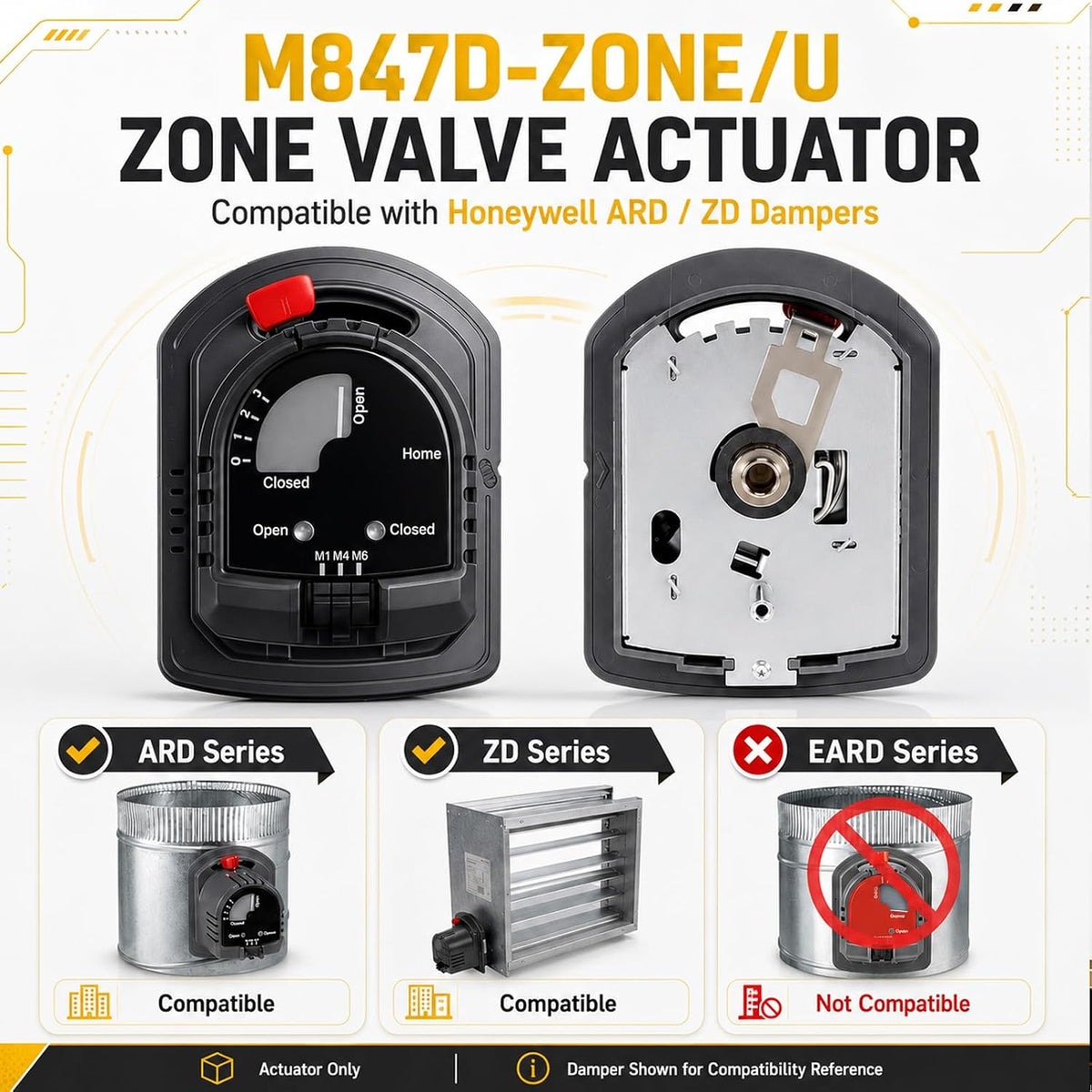 M847D Zone Valve Actuator,Replacement Motor for ARD ＆ ZD Zone Dampers