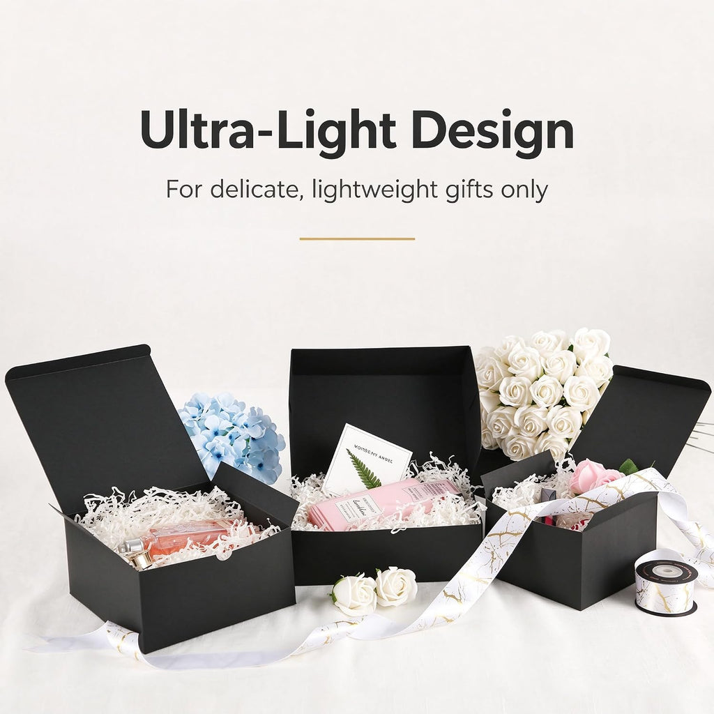 10 Gift Boxes 6x6x4 Inches, Matte Black Gift Boxes Bulks