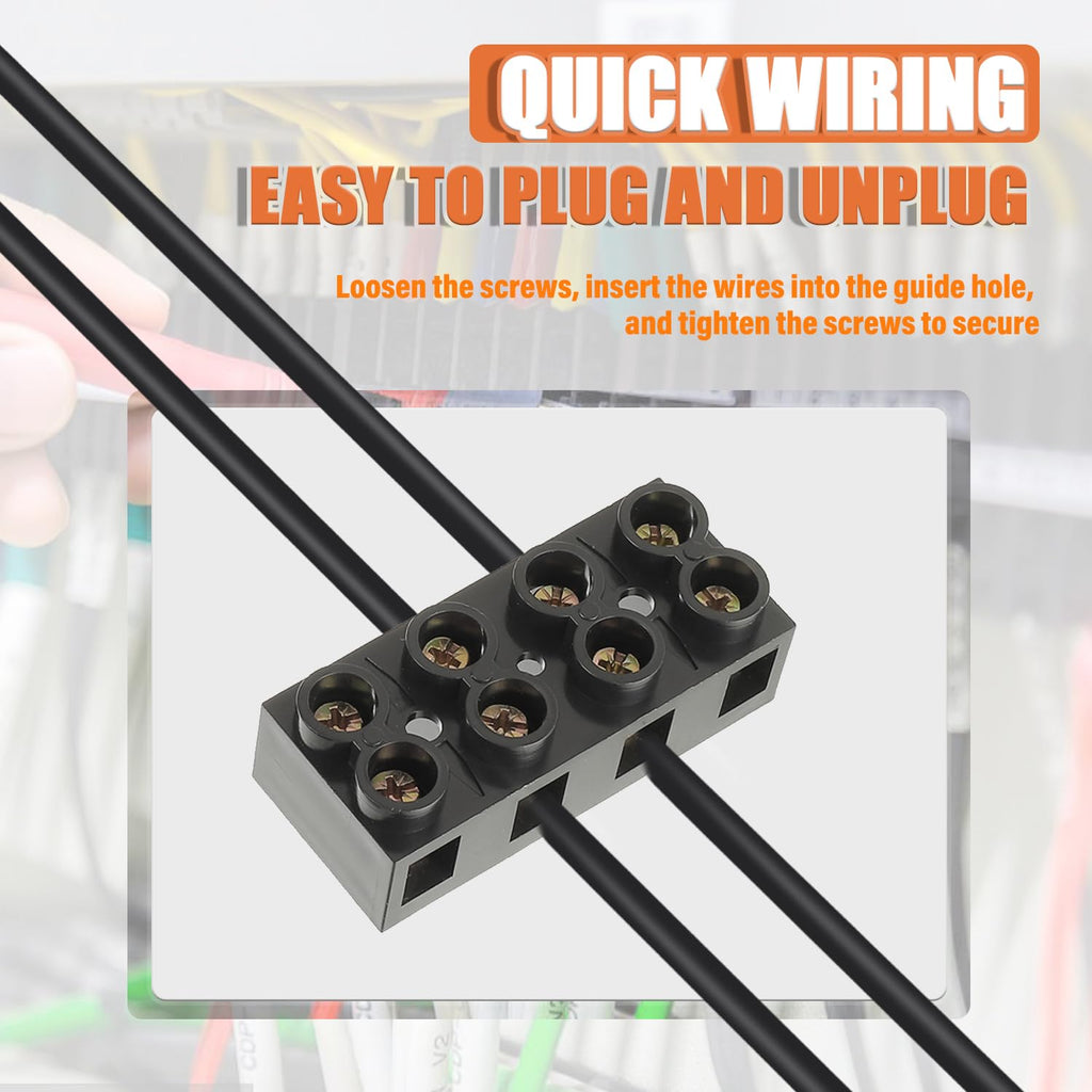 2PCS Dual Rows Terminal Block 500V 60A 4 Position Screw