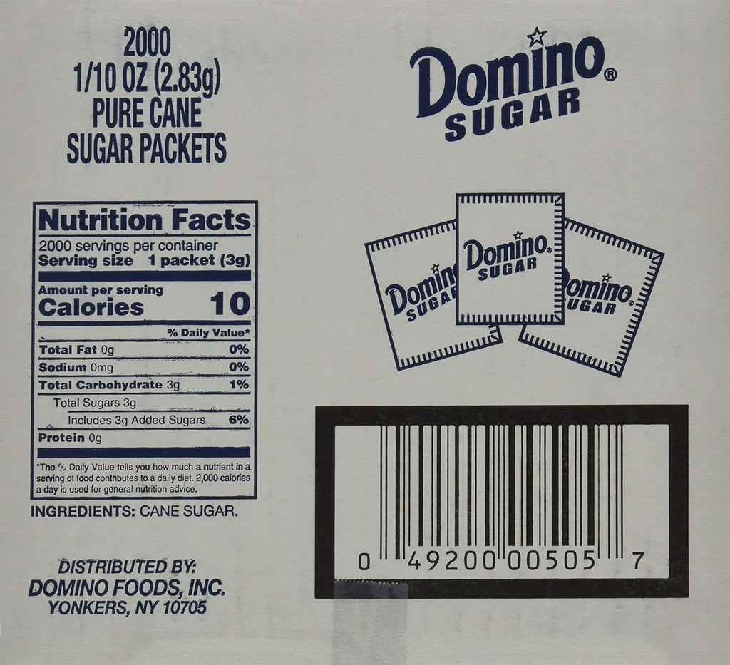 Premium Pure Cane White Sugar Packets, 0.1 oz Each, Pack of 2000