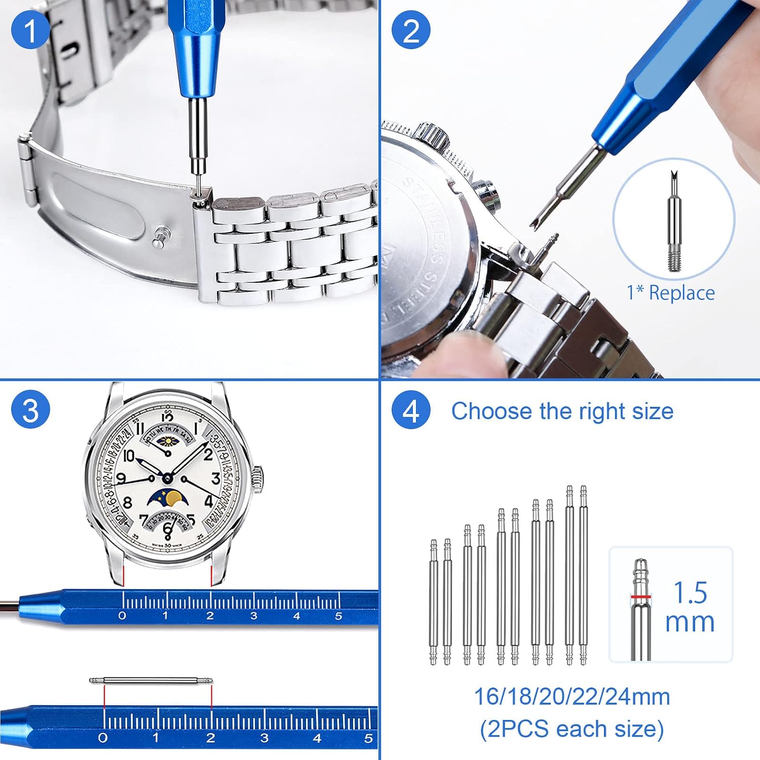 Watch Link Removal Tool Kit, Watch Band Tool for Watch Repair, Bracelet Adjustment, Replacement and Resizing, Watch
