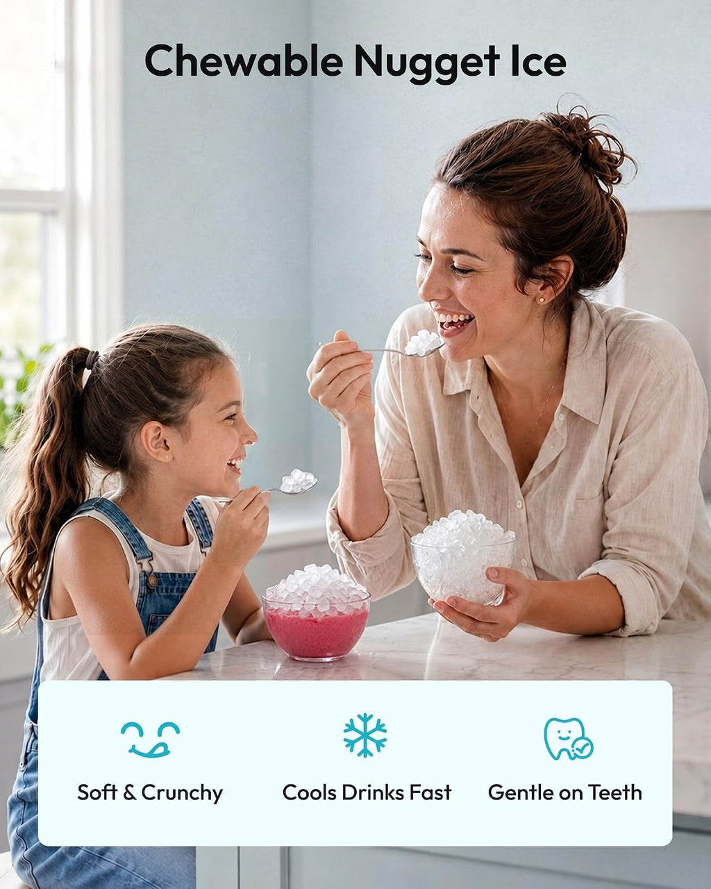Nugget Ice Maker Countertop, 44lbs/24H, Ready in 7-10Mins, Black
