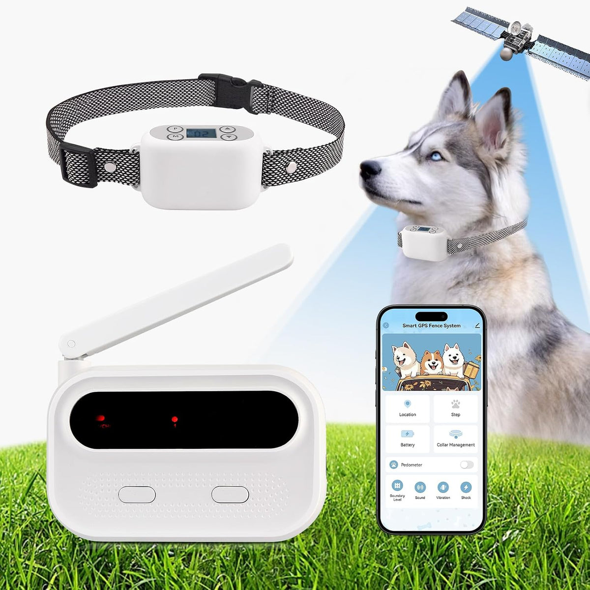 GPS Wireless Dog Fence System with App Control - No Subscription & No Wire, up to 984 FT IPX7 Waterproof Electric Pet