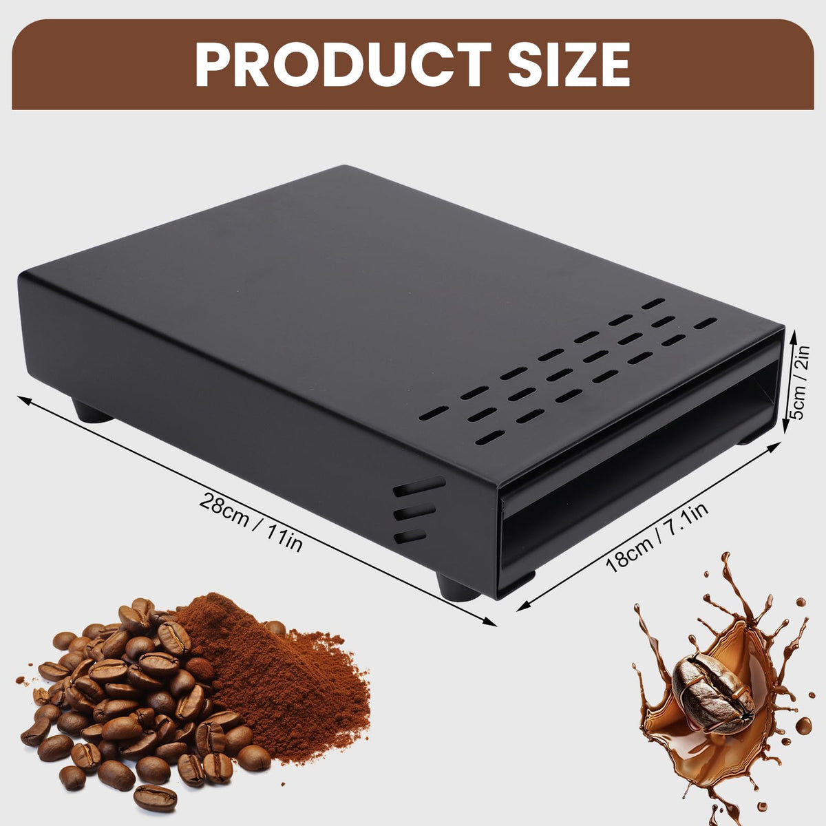 WGFOIP Stainless Steel Knock Box Drawer with Removable Handle, Under Grinder Grounds Bin, Non Slip Base for Coffee Machines