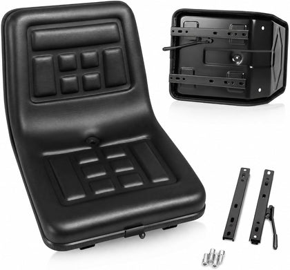 Universal Lawn Tractor Seat Replacement, Compact High Back Mower Seat Adjustable Seat Central Drain Hole Skid Steer