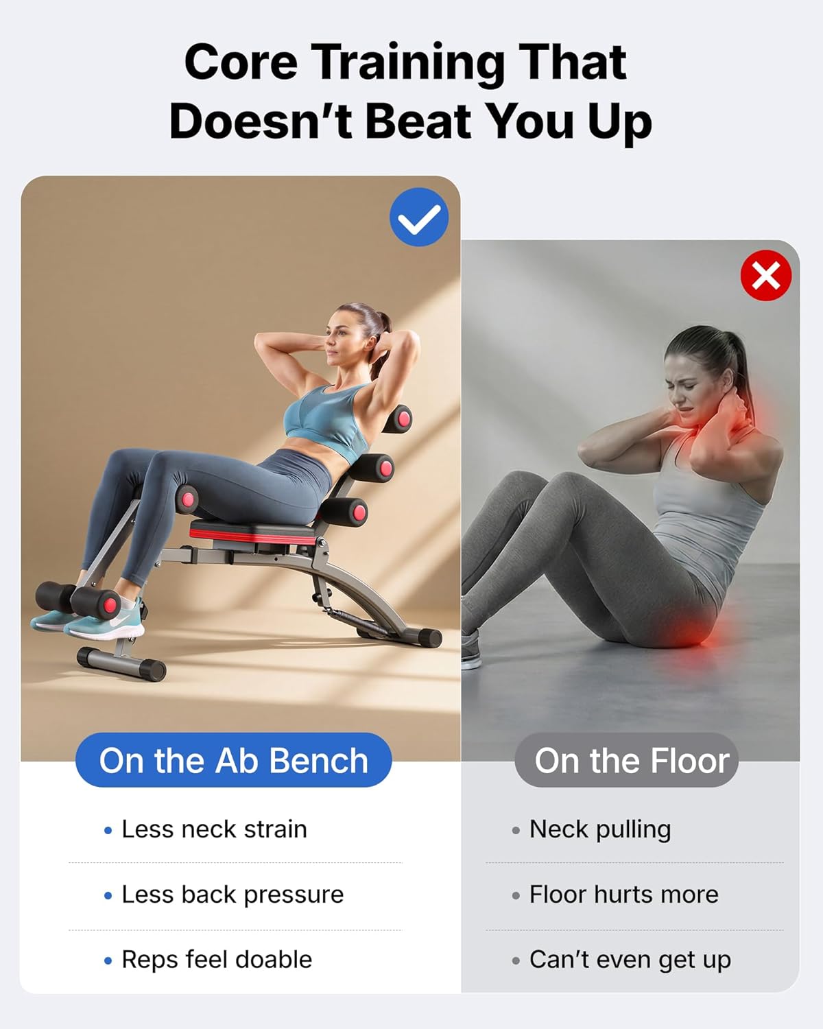 Ab Machine, Adjustable Ab Trainer, Sit Up Exercise Equipment 300LBS | Multi-Functional Adjustable Ab Workout Bench