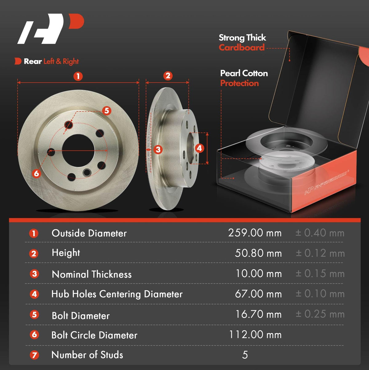 A-Premium Front Vented and Rear Solid Brake Rotors and Ceramic Pads Kit