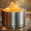 28 Inch Smokeless Firepit with Stand & Grill Rack, Large Stainless Steel Fire Pit, Wood Burning Firepit for Patio