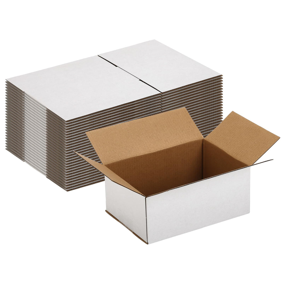 Shipping Boxes 7x5x3 Set of 25, White Corrugated Cardboard Box for Mailing Business Packaging
