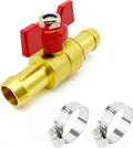 1PCS Brass Shut Off Valve 3/4" Inch, Red Butterfly Handle for Hot and Cold Water with 2 Hose Clamps