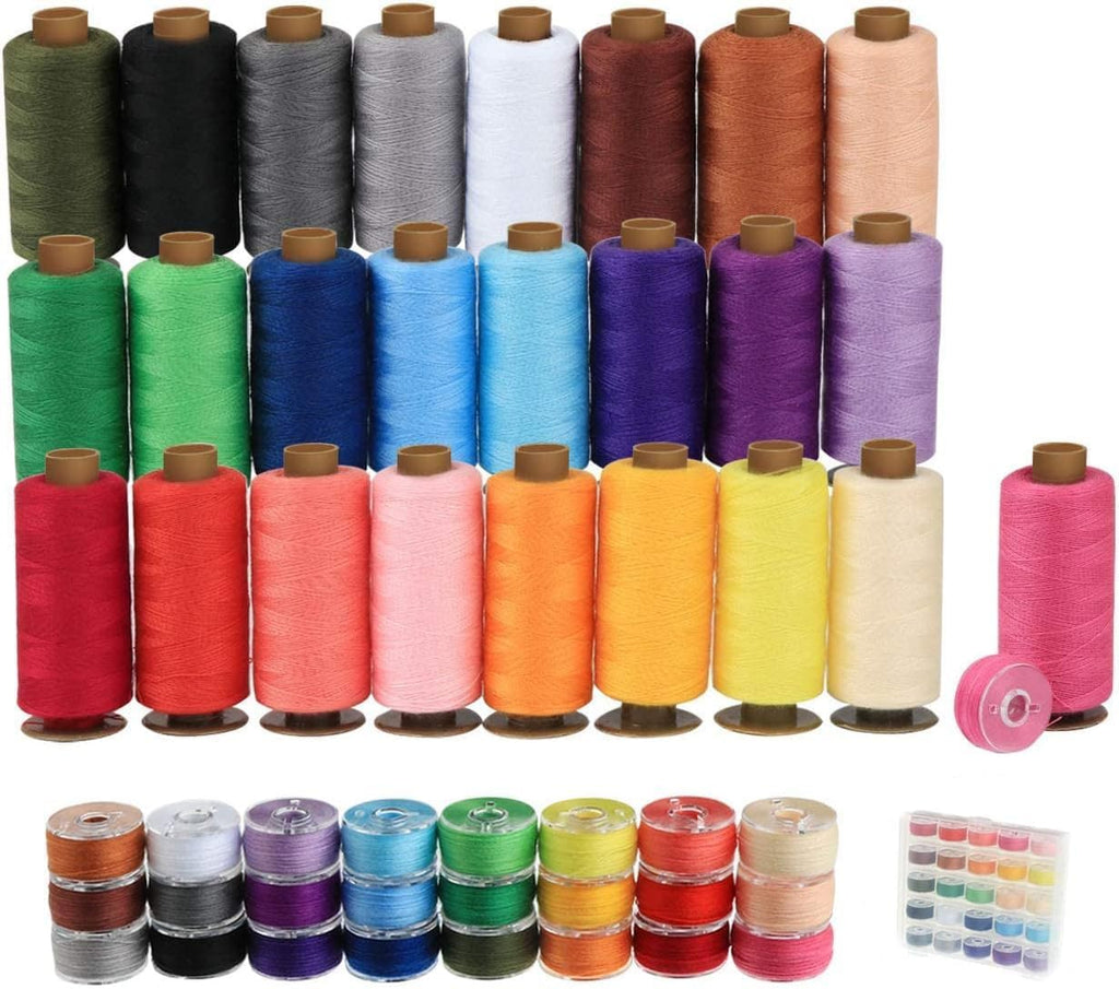 50Pcs Thread for Sewing, 400 Yards Sewing Thread kit, Prewound Bobbins Hand & Machine, Sewing Machine Thread