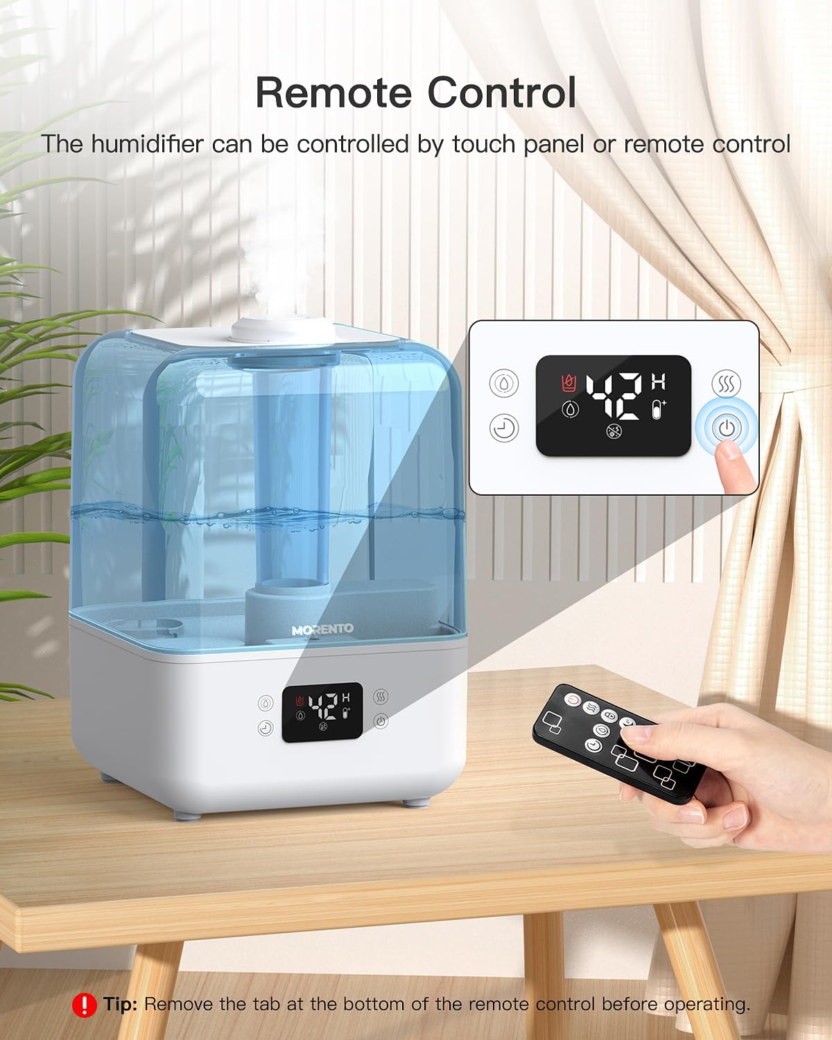 4.5L Top Fill Cool Mist Humidifier for Bedroom, Large Room, Home with 360 Nozzle, Auto Shut-Off, Humidity Setting