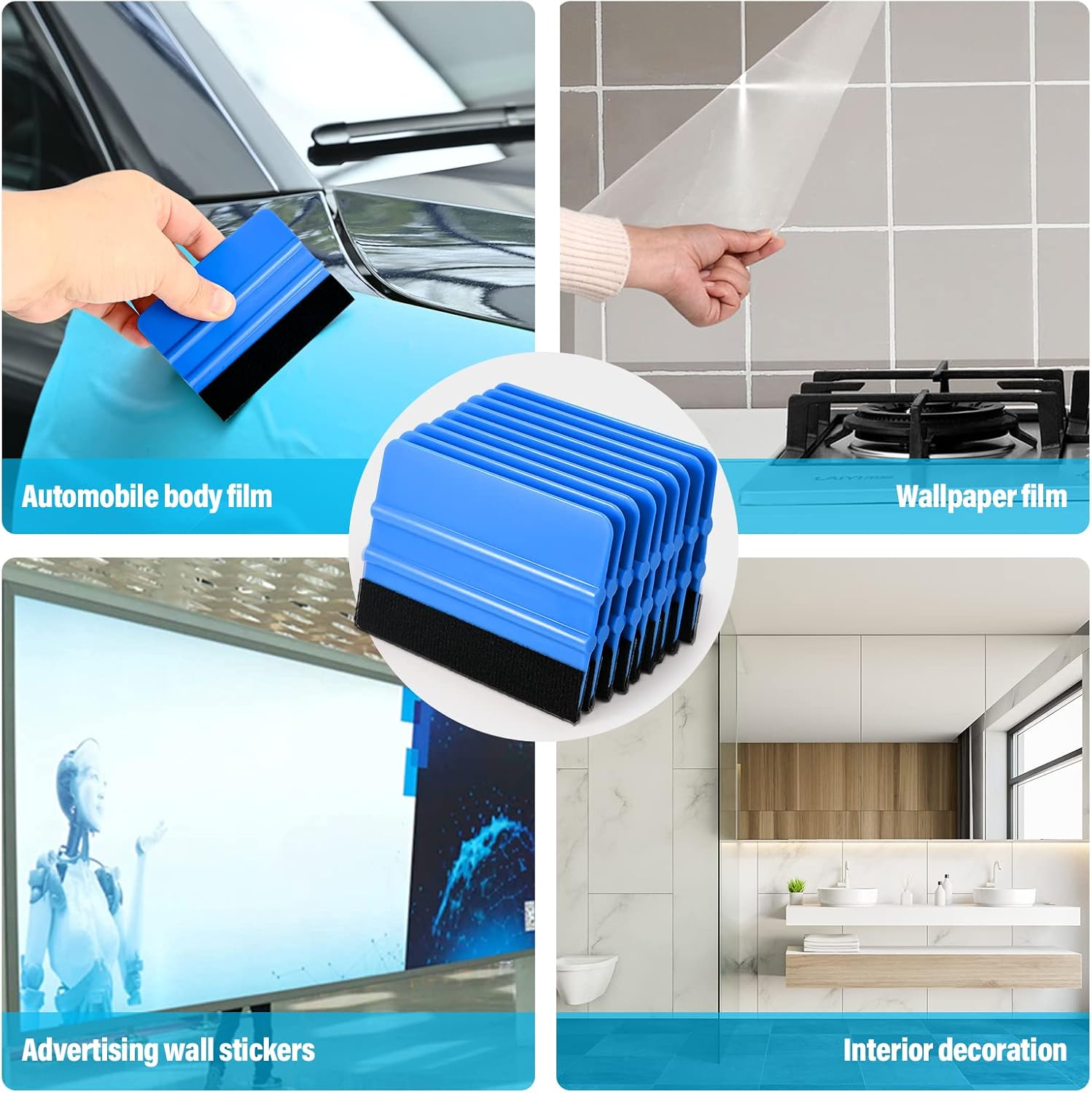 20 Pack Vinyl Squeegee with 20PCS Felt Fabric for Tint Film Decal Squeegee Application Tool Vinyl Wrap Installation