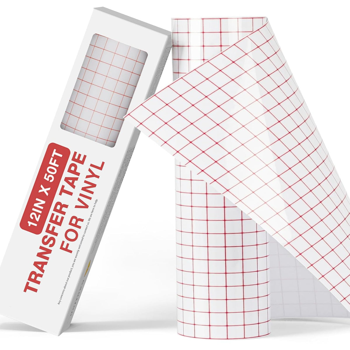 Transfer Tape for Vinyl, 12" x 50 FT, Medium Tack, Red