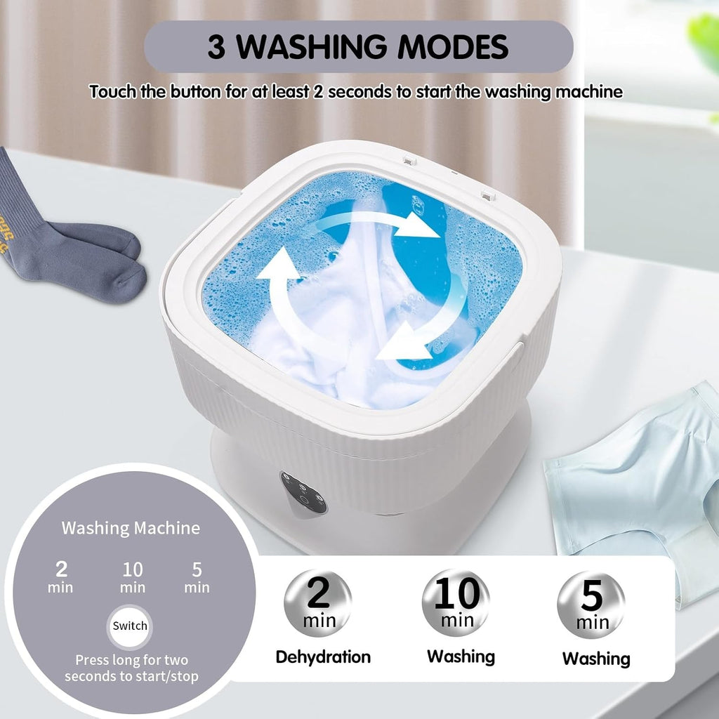 Mini Portable Washing Machine, 20L Foldable Portable Mini Washer Machine with Spin Dry, Collapsible Travel Washing