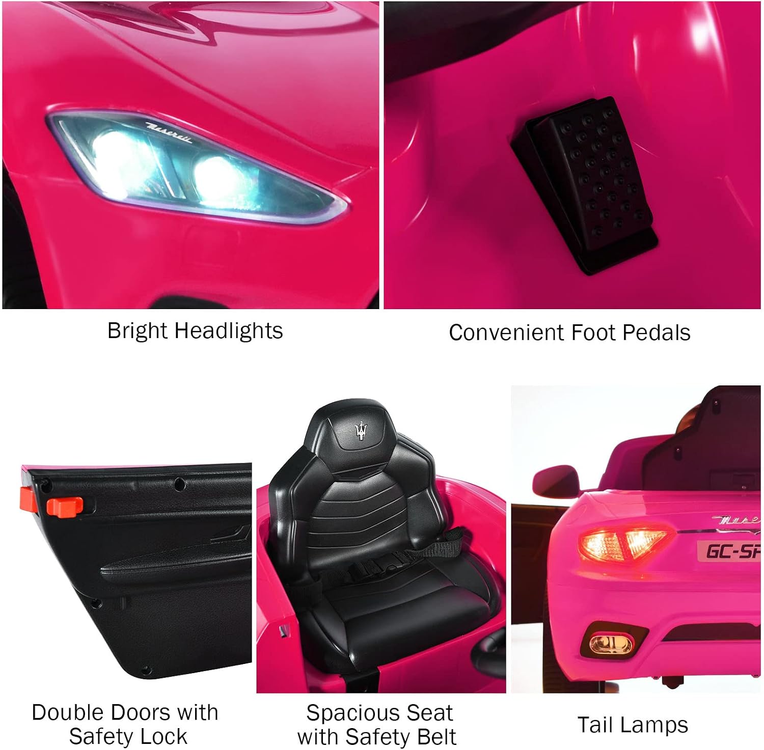Ride on Car, Pink Licensed Maserati Gbili 12V Battery Powered Electric Car with Parent Remote Control & Manual Modes