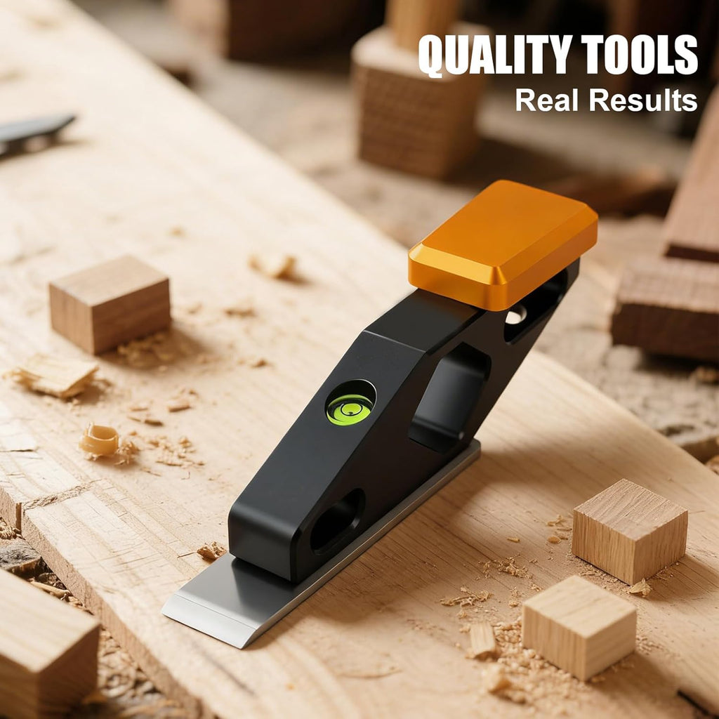 Block Plane with Built-in Level – Durable Hand Planer & Wood Plane – Precision Chisel Plane with Hardened Flat Blade
