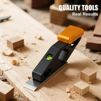 Block Plane with Built-in Level – Durable Hand Planer & Wood Plane – Precision Chisel Plane with Hardened Flat Blade