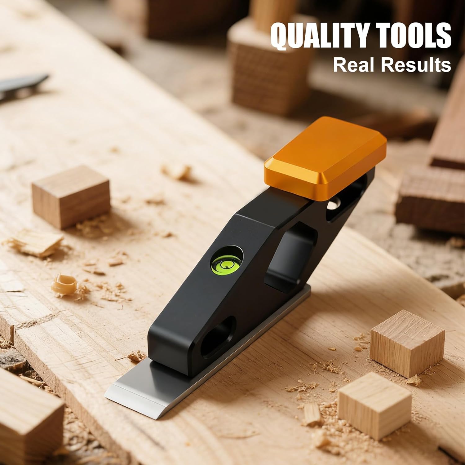 Block Plane with Built-in Level – Durable Hand Planer & Wood Plane – Precision Chisel Plane with Hardened Flat Blade