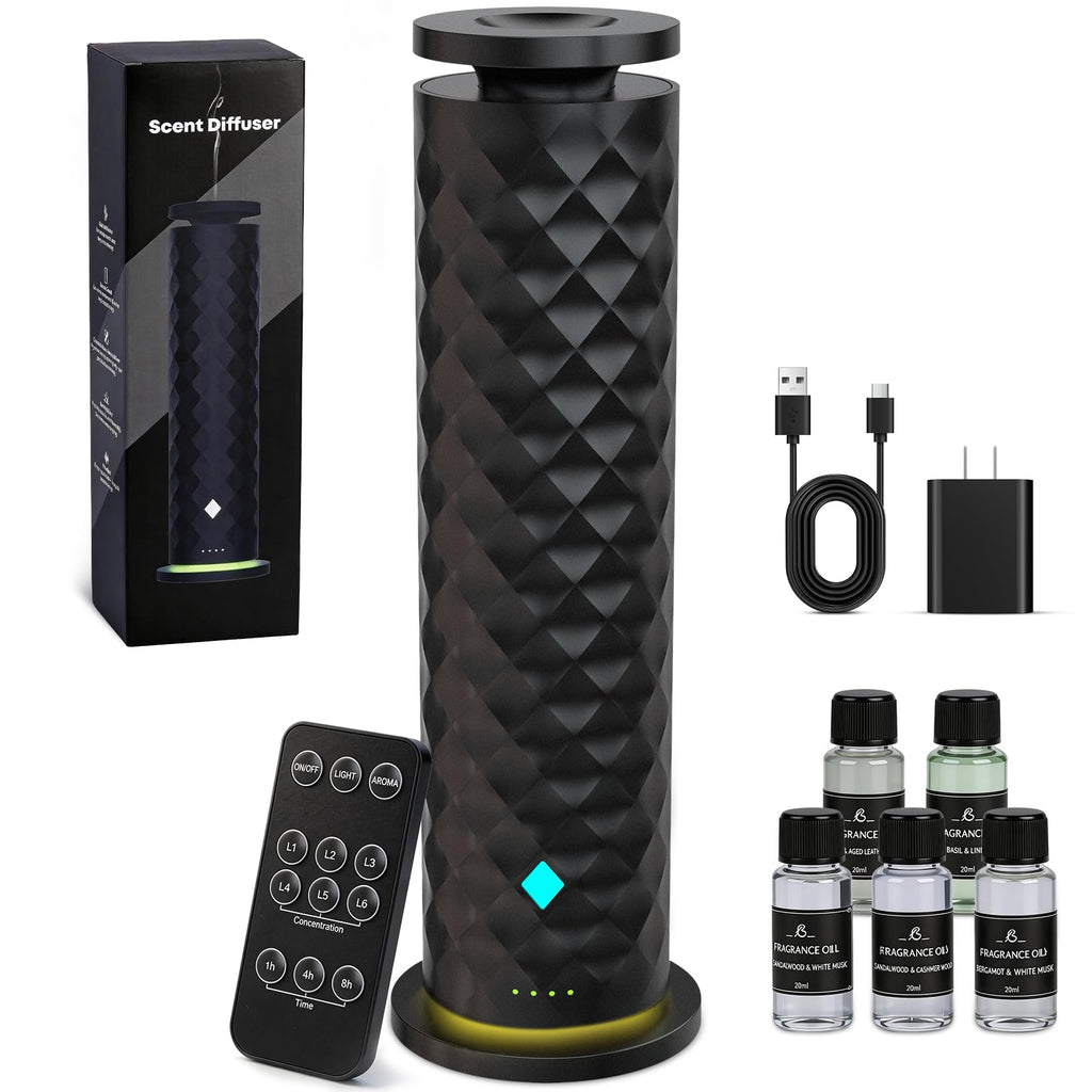 Waterless Scent Diffuser Starter Kit – Remote Control Cold Air Diffuser, 1000 Sq Ft Coverage Color and Ambient Light