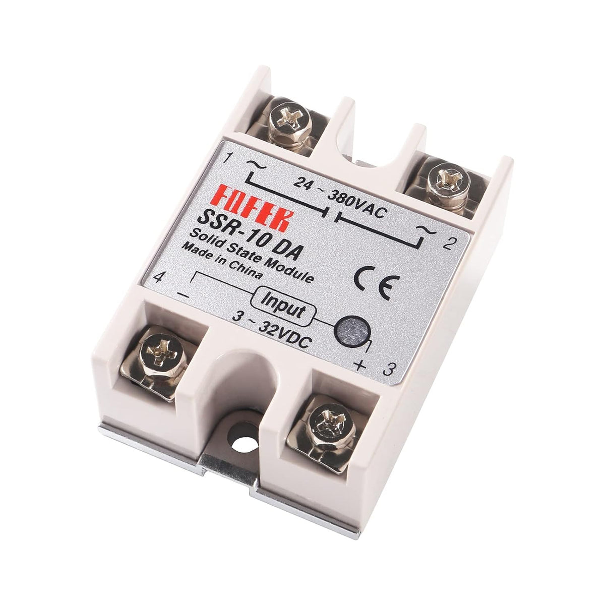 3pcs SSR-10DA Solid State Relay Single Phase Semi-Conductor Relay Module Input 3-32V DC Output 24-380V AC for Temperature Controller