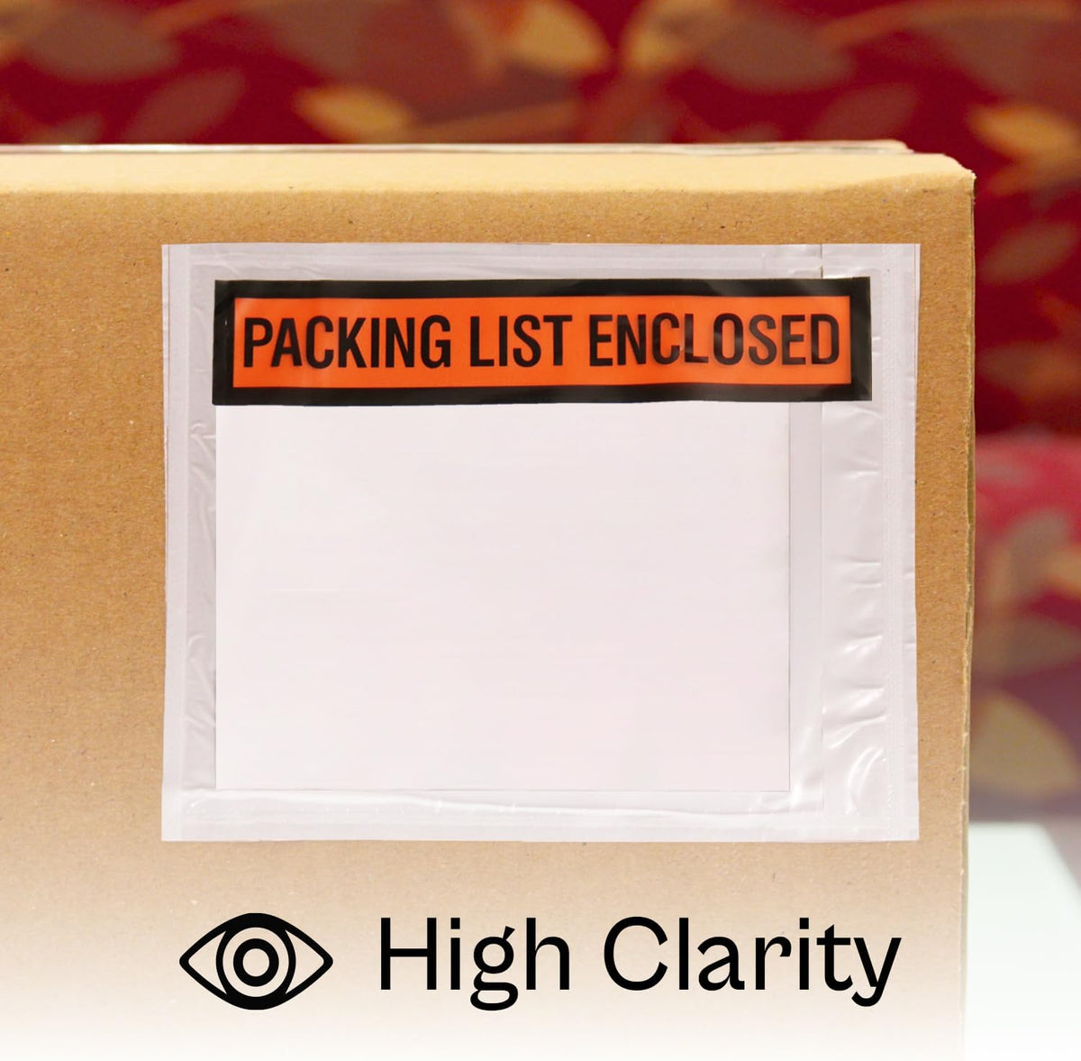 PSBM 1000 PCS 4.5 x 5.5 Inch Orange Panel Face Packing List Enclosed Envelopes, Invoice Packing Slips Pouch for