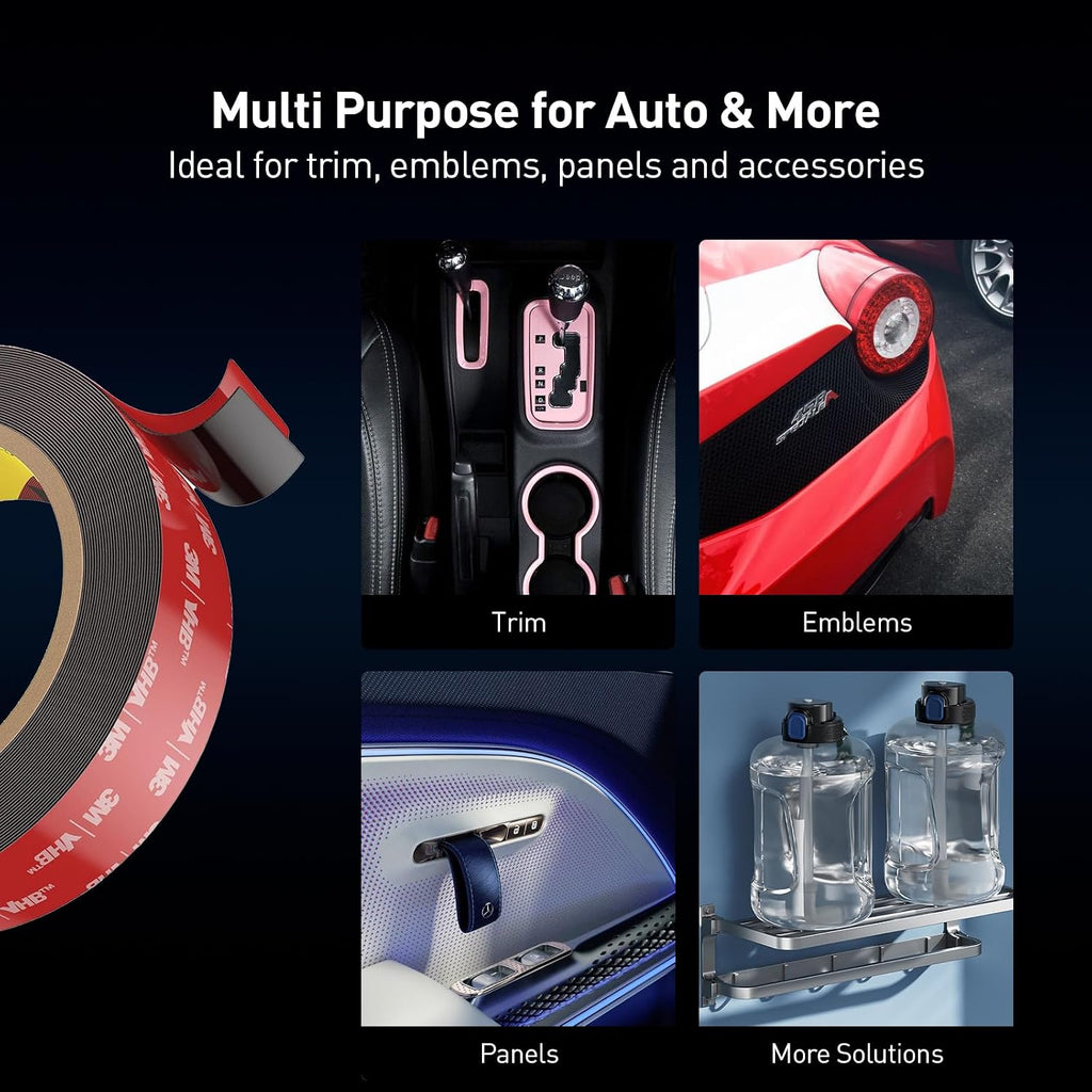 3M Double Sided Tape, Heavy Duty, 0.39" x 15.4Ft, 5925, Black