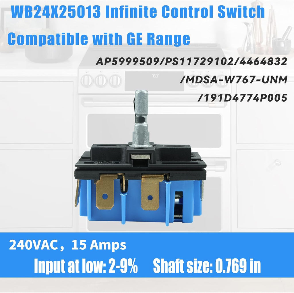 WB24X25013 Infinite Control Switch Replace for GE Range, 191d4774p005 Control Switch