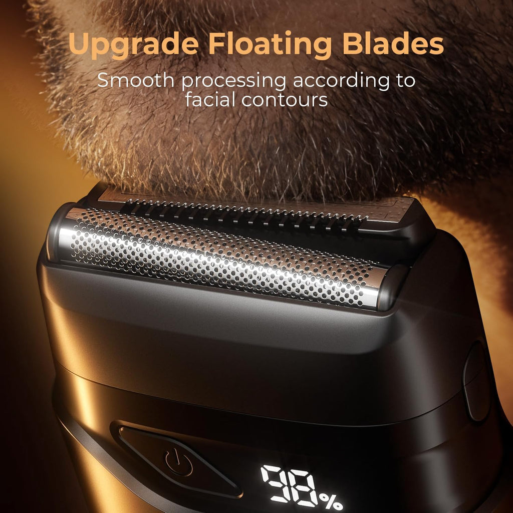 Electric Foil Shavers for Men: IPX7 Waterproof - Magnetic Cover | Mini Razor for Travel - Face Shaver with LED