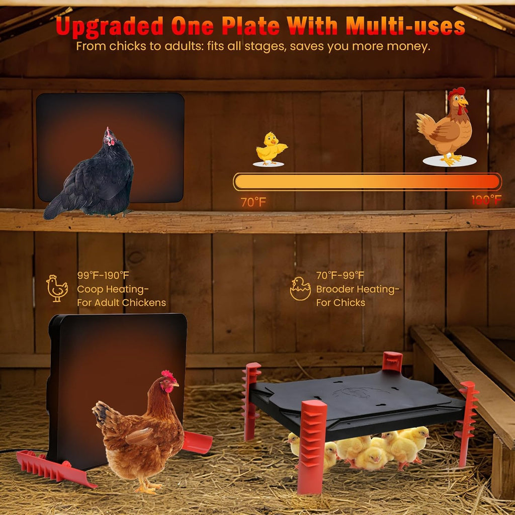 Chick Coop Heater, 150W Adjustable Chicken Brooder Plate for 25 Chicks