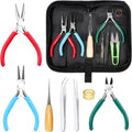 8Pcs Jewelry Pliers Set - 4.5" Round Nose, Wire Cutting, Chain Nose Pliers With Tweezers, Jump Ring Opener for