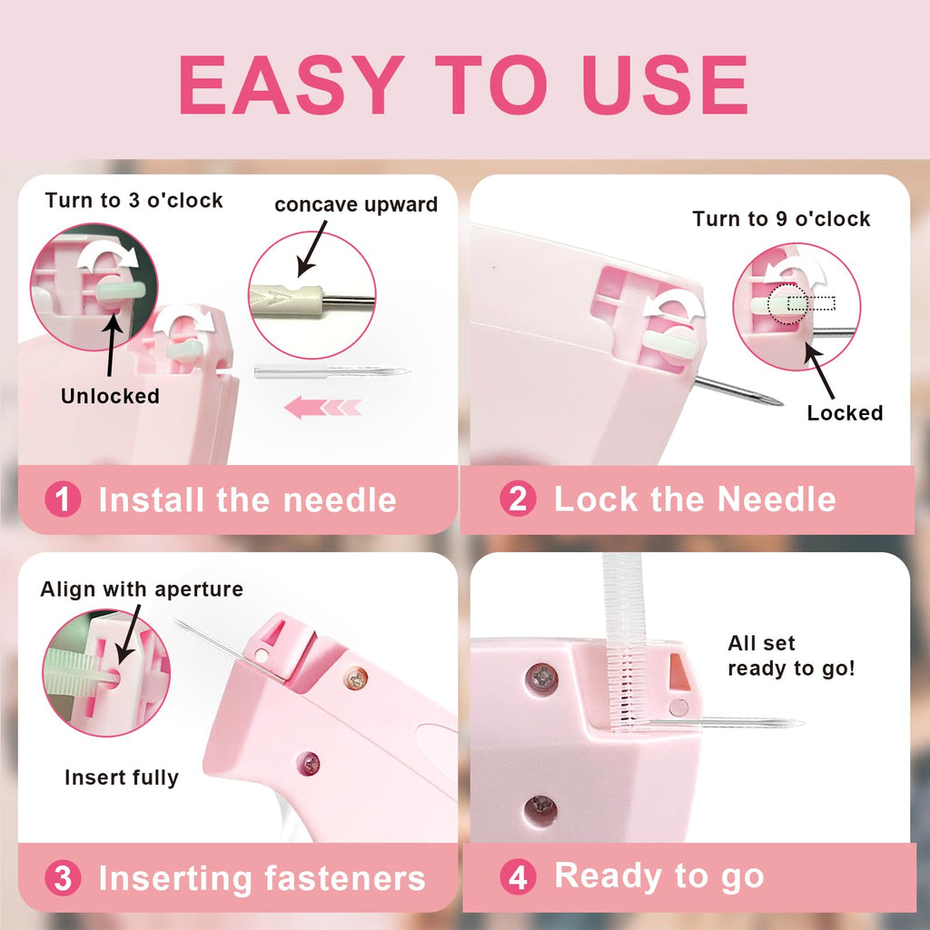 Stitch Gun for Clothes -Handheld Stitch Quick Clothing Fixer - Mini Tag Gun - Includes 6 Fine Needles, 2000 Fasteners