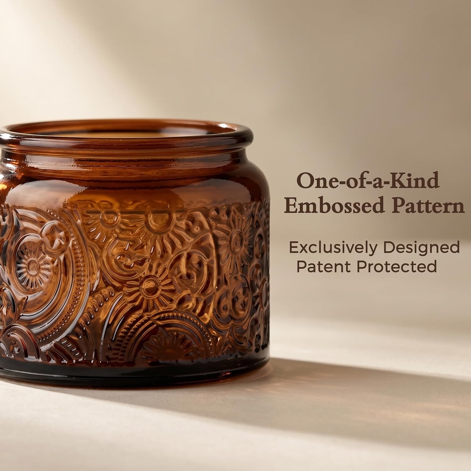 4 oz Mocha Sun Moon Stars Candle Jars with Bamboo Lids, 18 Pack | Patented Embossed Design, Includes Wick Centering