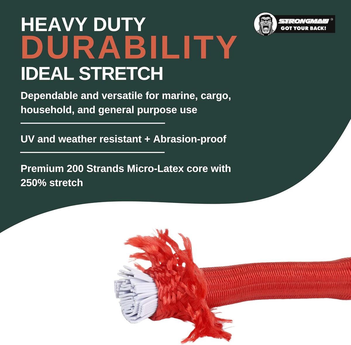 Heavy Duty Bungee Cord Roll – 3/8" × 100 ft, 426 LBF Strength, Polyester Sheath & Latex Core, UV Resistant, Outdoor