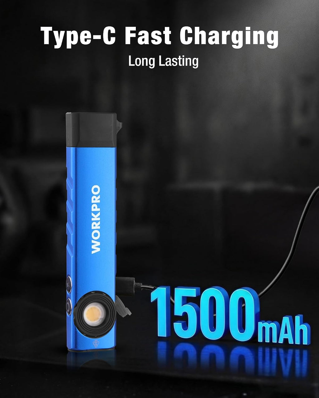 Rechargeable Work Light, 600 Lumens Flat Pocket Flashlight with UV Light, Magnetic Base & Clip, Slim LED EDC