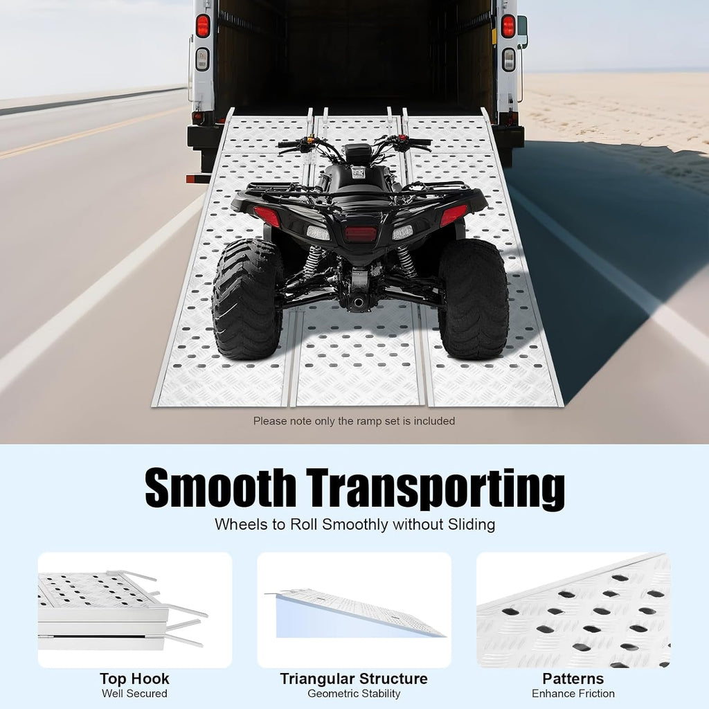 Loading Truck Ramp,Aluminum Tri Fold Ramp,Trailer Ramps,Folding Loading Ramps,1500 lbs Capacity Heavy Duty Motorcycle