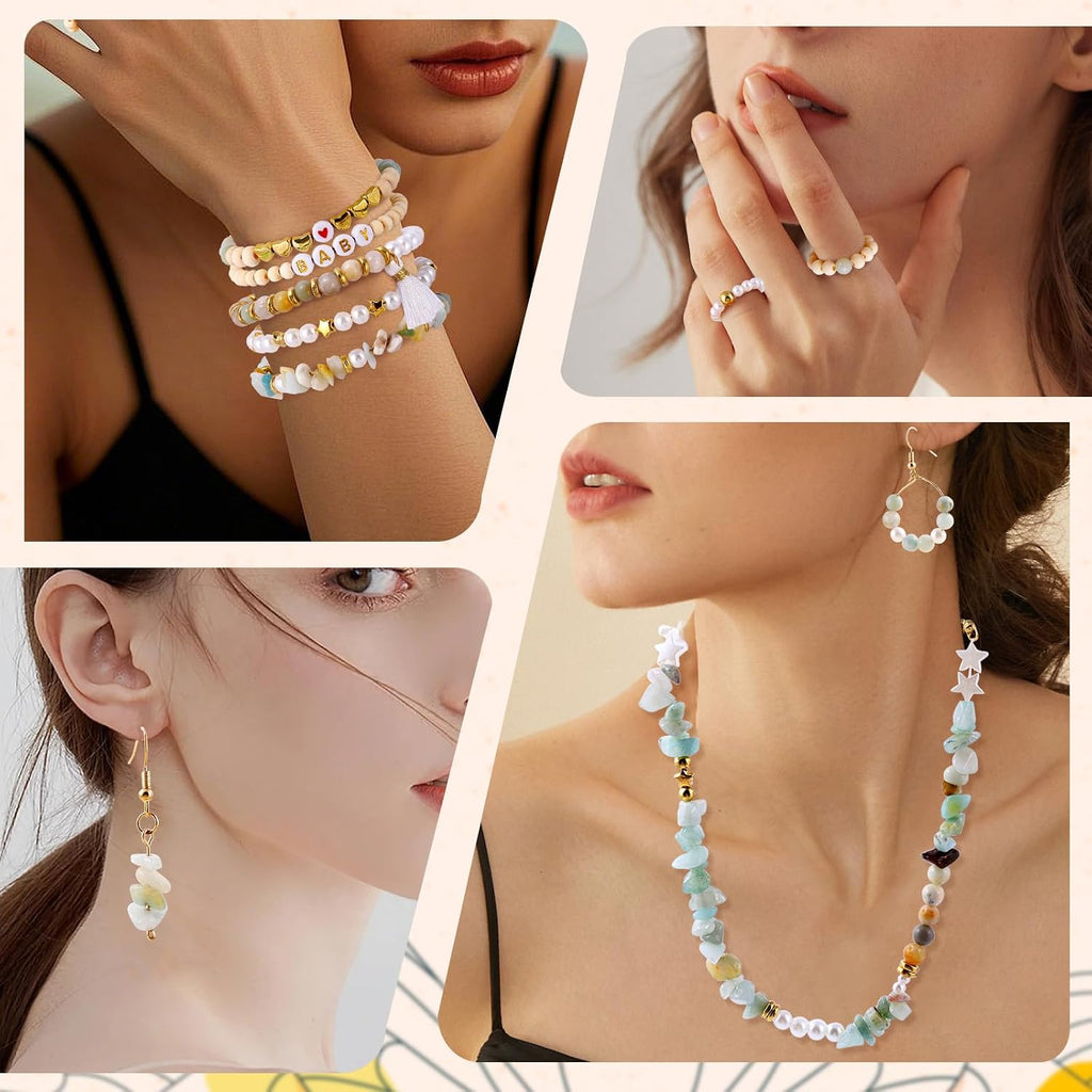1927 PCS Jewelry Making Supplies Kit, Charm Bracelet Making Kit for Adults, Natural Stone Beads for Irregular Natural