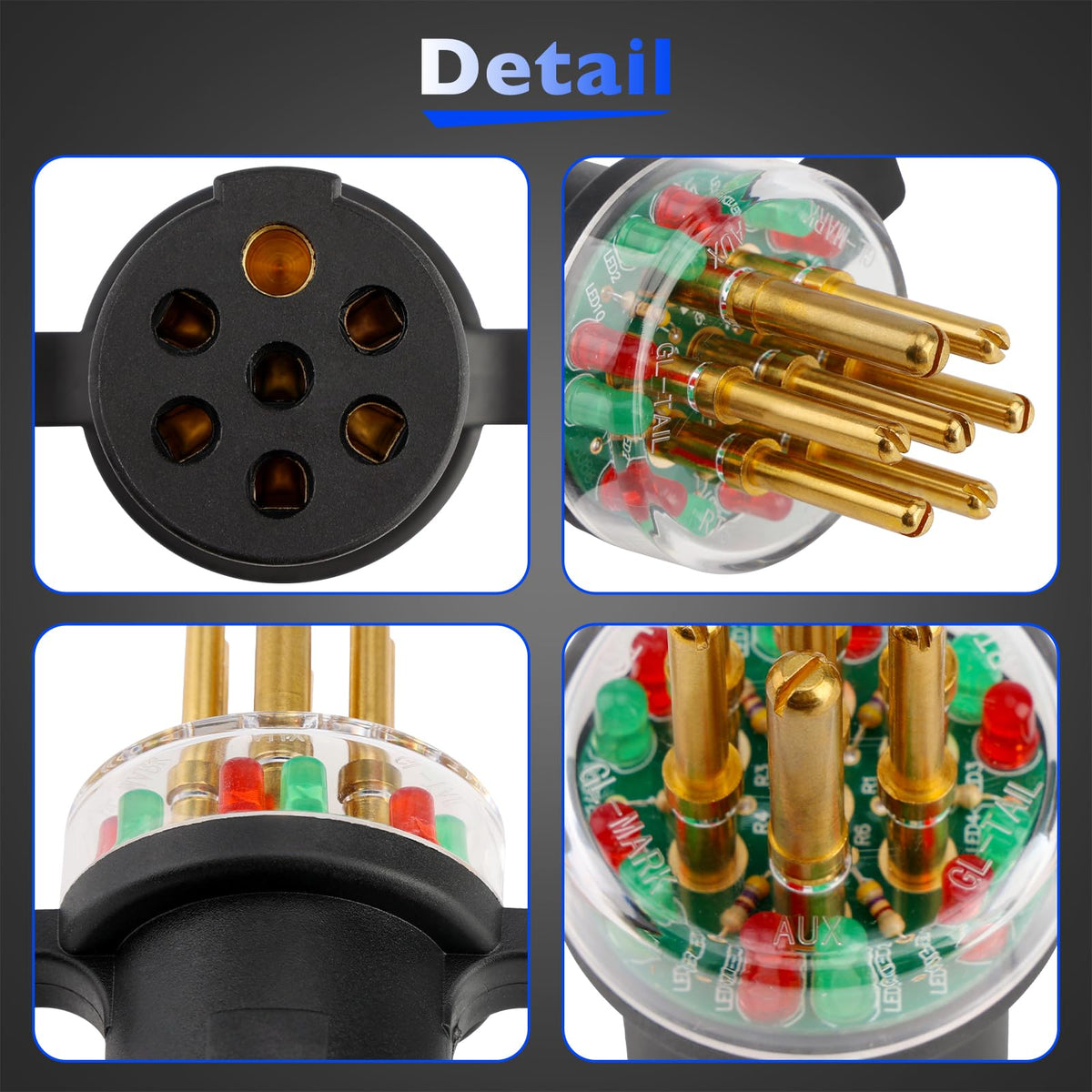 7 Way Trailer Light Plug Tester Round Pin Replace# 7865L