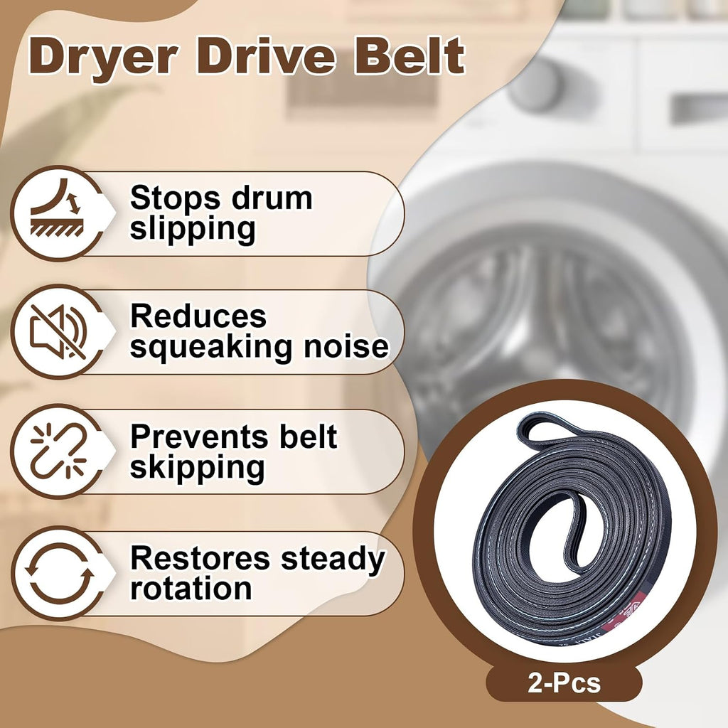 2-Pack Dryer Drum Belt Replacement Replaces HTX24EASK0WS etc