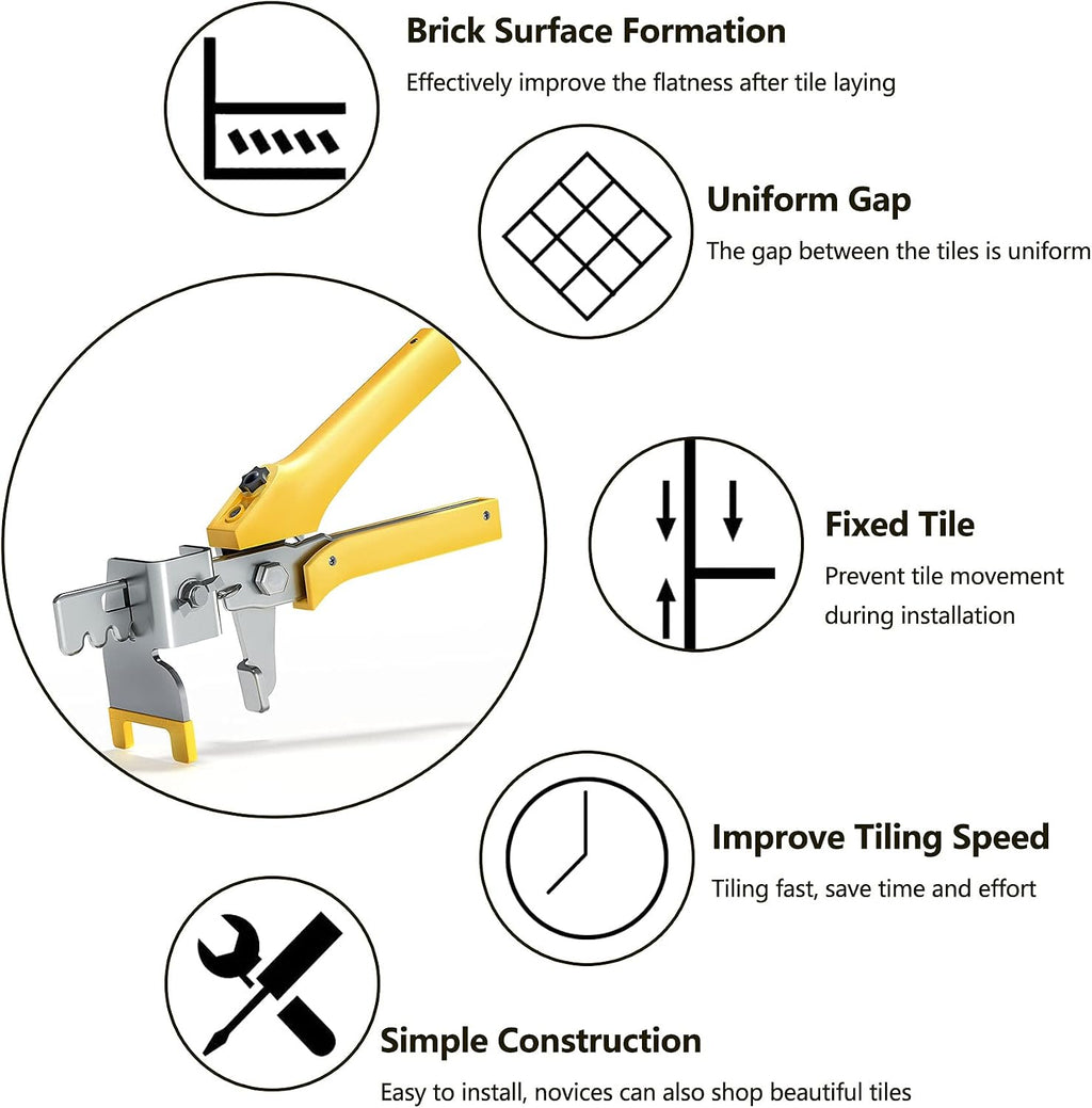 1/8 Inch Tile Leveling System with Tile Plier - 300Pcs Tile Spacers Clips, 100-piece Reusable Wedges - Tile