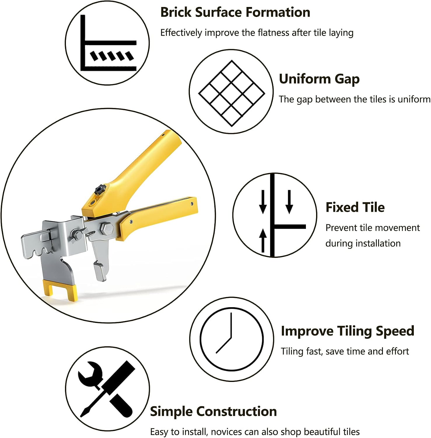 Tile Leveling System 1/16 inch 300pcs Tile Spacer Clips, Tile Kits, Reusable Wedges for Floor, Wall, Tile Leveler