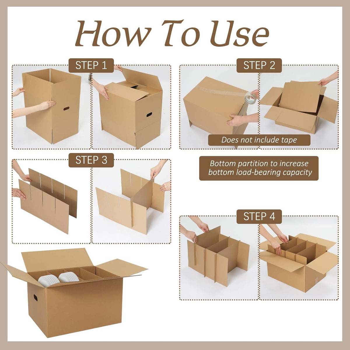 6 Sets Dish Packing Boxes for Moving, 20 x 15 x 12 Inches