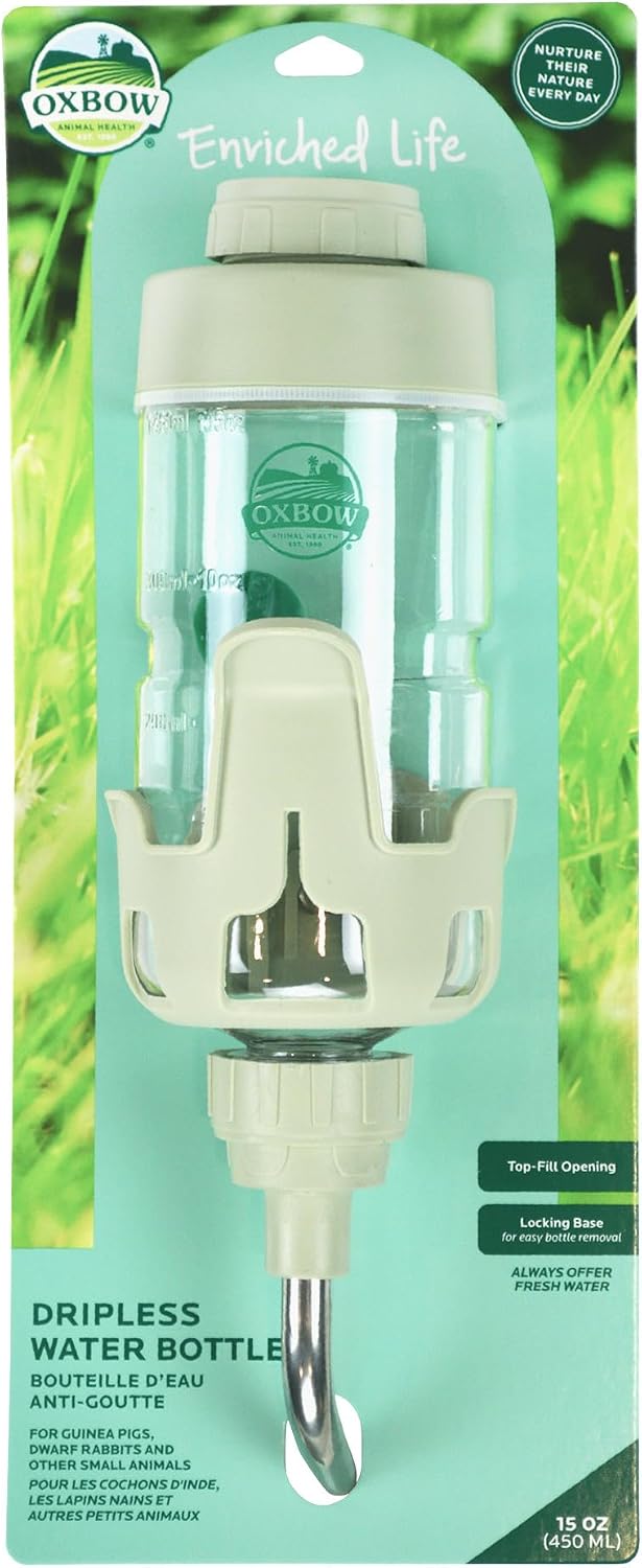 Dripless Guinea Pig Water Bottle & Rabbit Water Bottle, 15 oz / 450ml